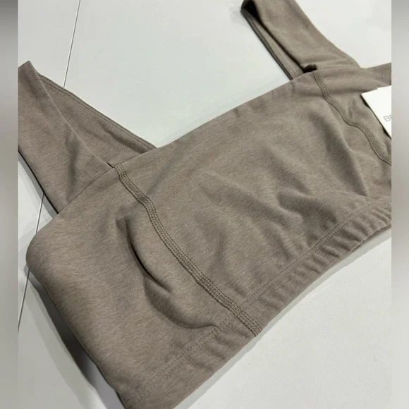 Beyond Yoga Women's Large Spacedye Squared Bra Birch Heather Tan NWT
